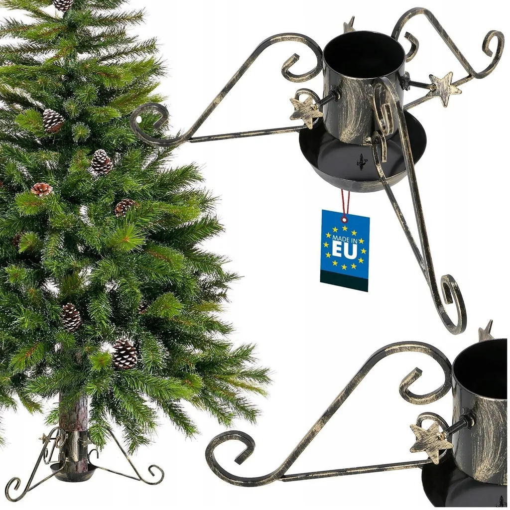 Pied de sapin de Noël design en métal or antique pour décoration de fête