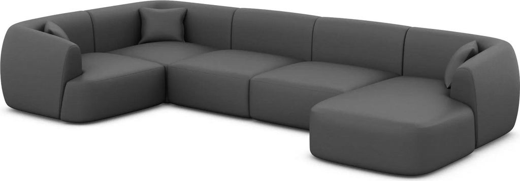 Echtleder U-Form XL Wohnlandschaft Elvira Dunkelgrau Rechts