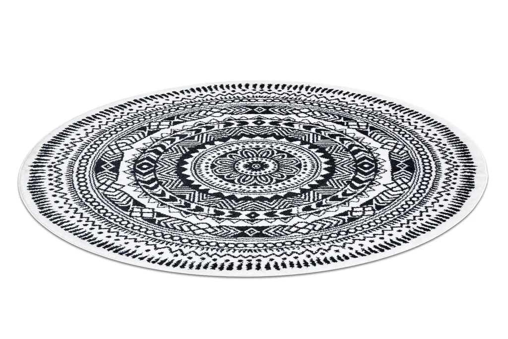 Tapis cercle 120 cm FUN Napkin crème élégant avec bordure noire chic