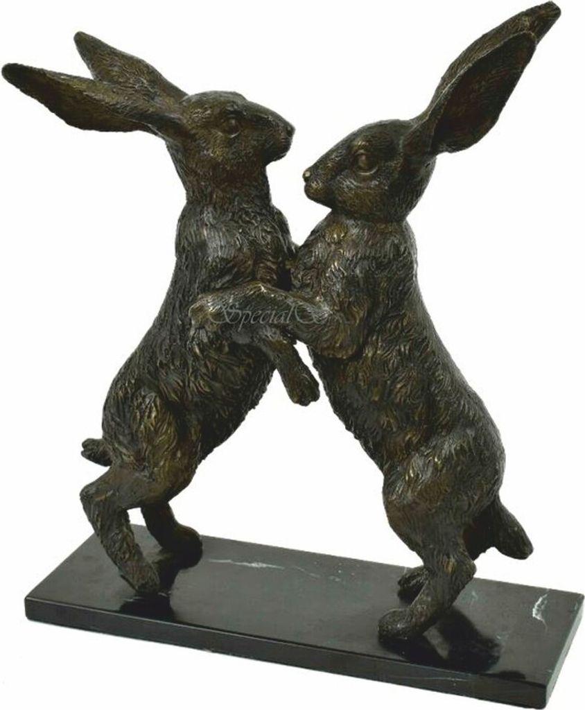 Casa Padrino Luxus Deko Bronze Skulptur Hasen H. 50 cm - Deko Accessoires