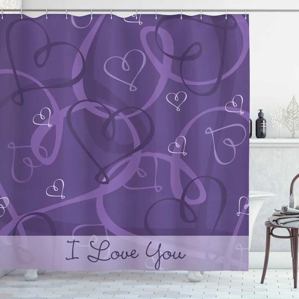 Tenda Doccia Abakuhaus 175x200 Tessuto Poliestere Viola Lavanda
