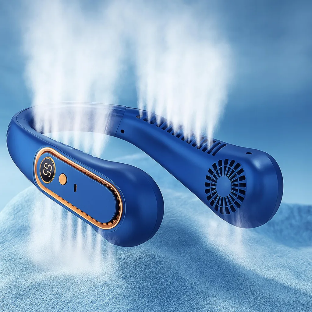 Climatiseur de cou rechargeable USB à 5 vitesses avec écran LED - 7