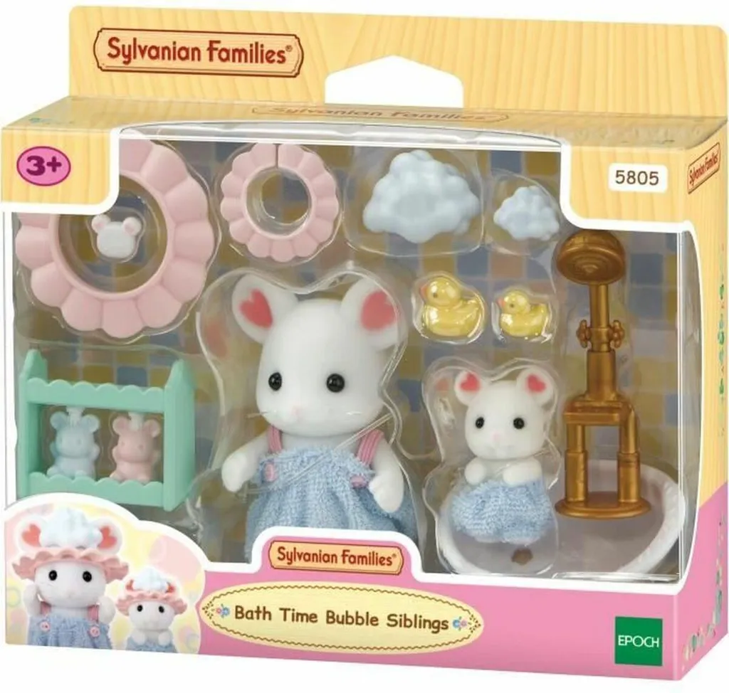 Figurines Souris Guimauve Sylvanian Families Set de Bain pour Enfants