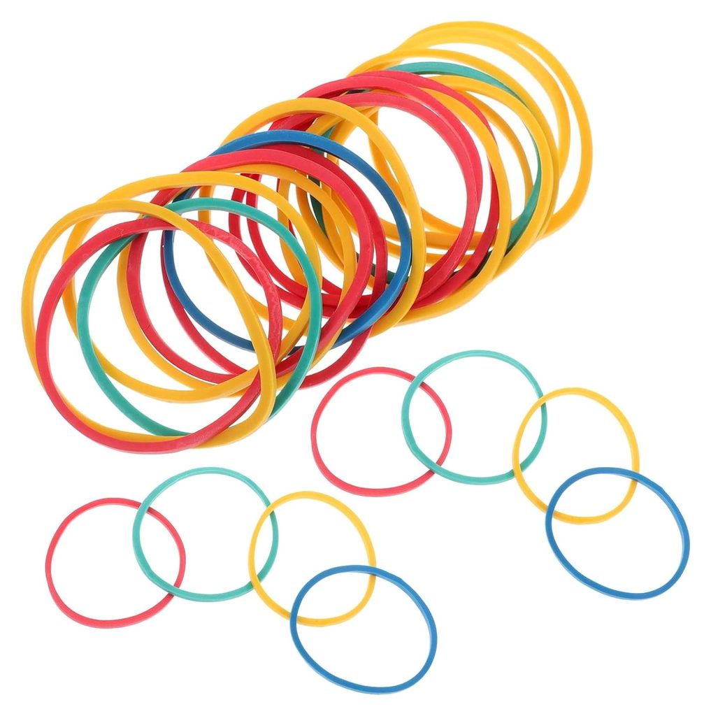 60 Stück Bunte Elastische Gummibänder 30mm Flexible Bastel- und Bürogummiringe für Geobretter, Schule und Haushalt