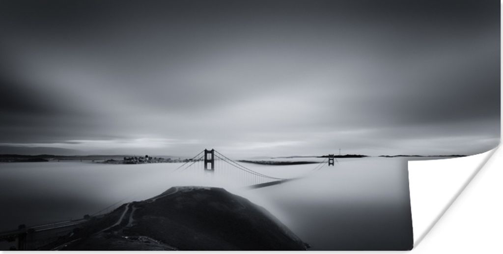 MuchoWow Poster Brücke - Nebel - Landschaft - San Francisco 80x40 cm - Wanddeko