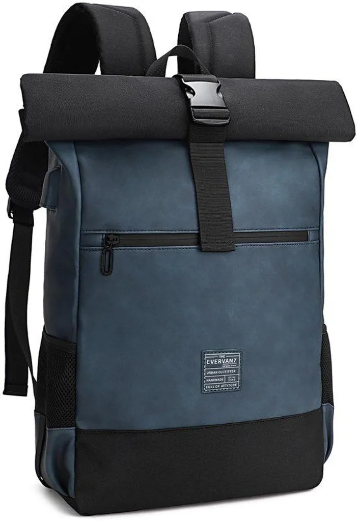 Sac à dos ordinateur hydrofuge 17 pouces en cuir et textile avec port USB