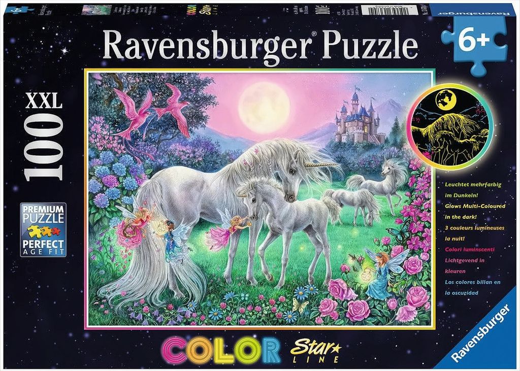 Ravensburger Kinderpuzzle Einhörner im Mondschein, Star Produktbild