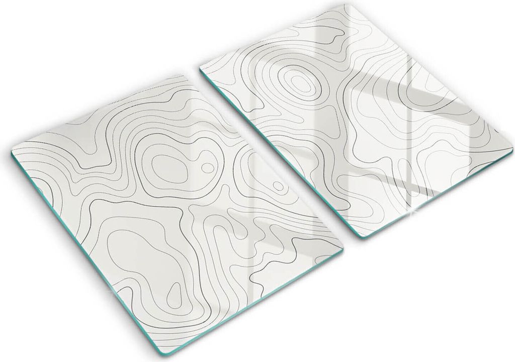 Glasschneideplatte - Herdabdeckplatte - 2x40x52 cm -Schneidebrett - Spritzschutz - Linien-Art-Design