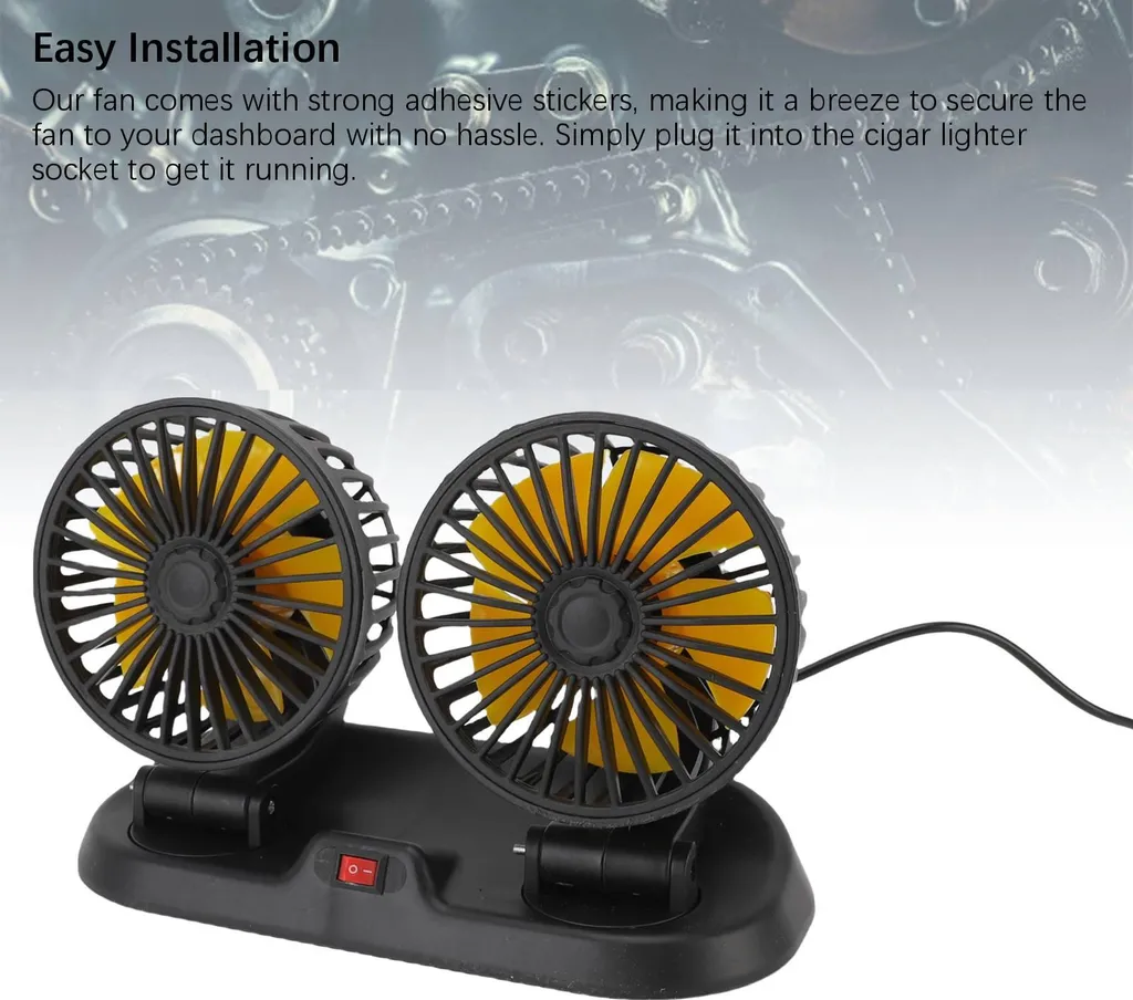 Ventilatore 12V Auto Potente Silenzioso - Doppia Ventola 360 Gradi