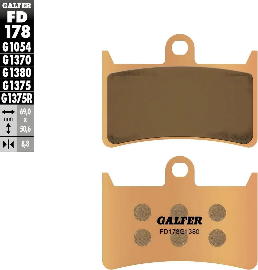 Plaquettes de frein Galfer FD178G1380 en métal fritté haute friction