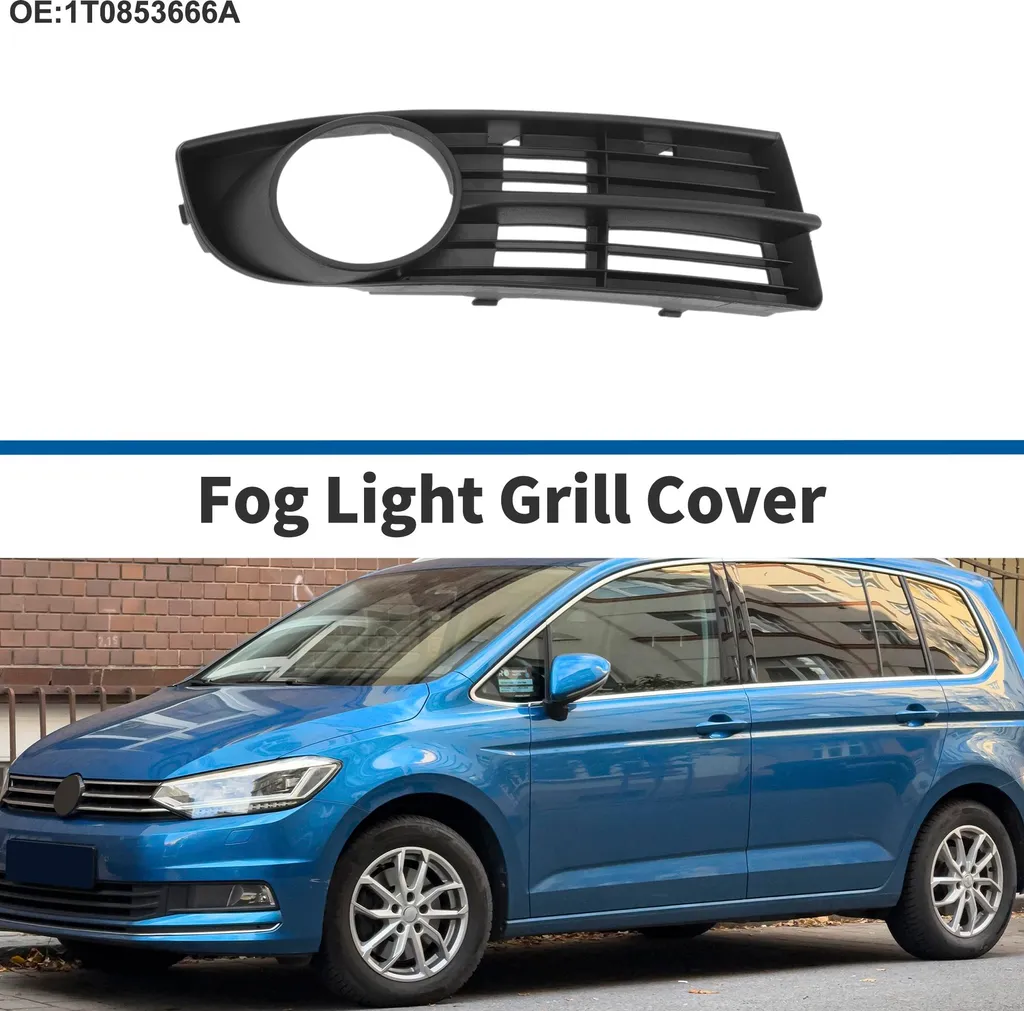Grille de Phare Anti-Brouillard 1T0853666A pour VW Touran 2004-2010 Noir