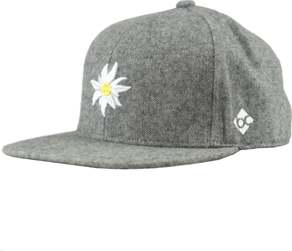 Snapback grise Bavarian Caps en flanelle avec broderie Edelweiss fine