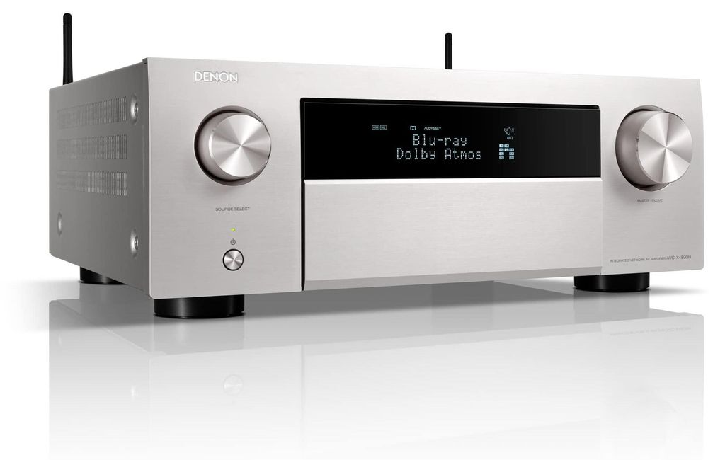 Denon AVC-X4800H 9.4-Kanal AV-Receiver, Verstärker, 200W, 8K Ultra HD, Dolby Atmos, DTS:X, Auro-3D, HEOS Built-in, 7 HDMI Eingänge - Silber