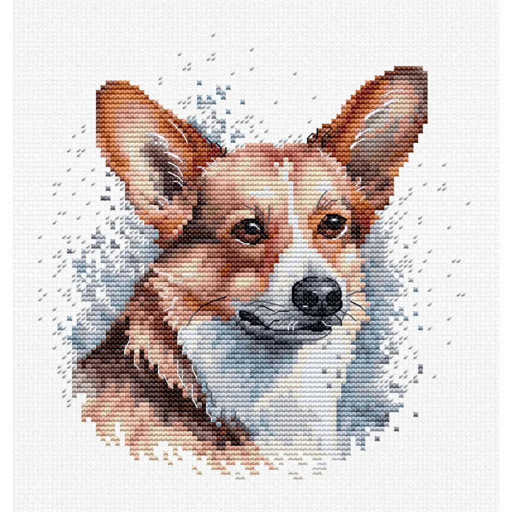 Kit Broderie Point de Croix Corgi Facile Luca-S : Tout Inclus 14x15