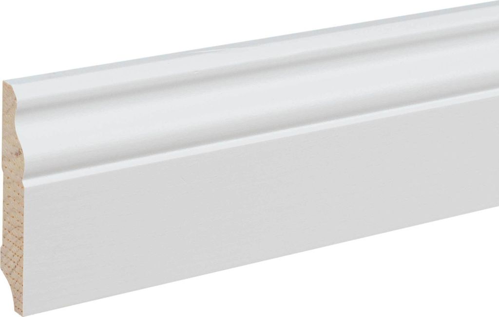 Sockelleiste Massivholz Berliner Profil 14 x 70 x 2500 mm Weiß zum Kleben, Schrauben & Nageln Massivholz Fußleiste by PROVISTON 25 Meter | 10 Stück