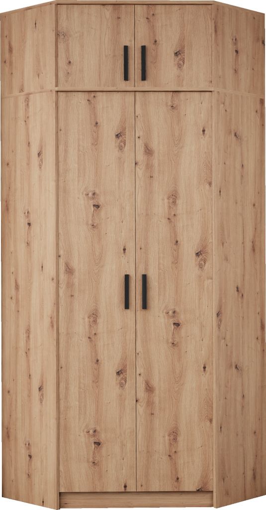 Marmex Grant G8+G15 Artisan - Eckkleiderschrank mit Schrankaufsatz, 91x235x91 cm