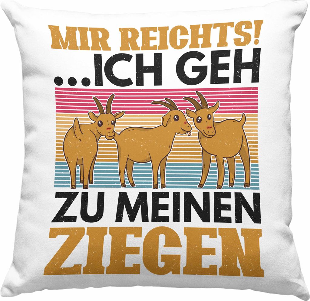 Trendation - Mir Reichts Ich Geh Zu Meinen Ziegen Deko-Kissen mit Füllung 40x40 Geschenk Ziegenhirt Geschenkidee Lustiger Spruch (Grau)