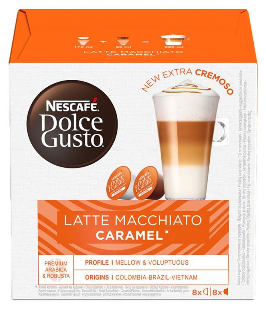 Nescafé Dolce Gusto Caramel Latte Macchiato, karamel, Productafbeelding 