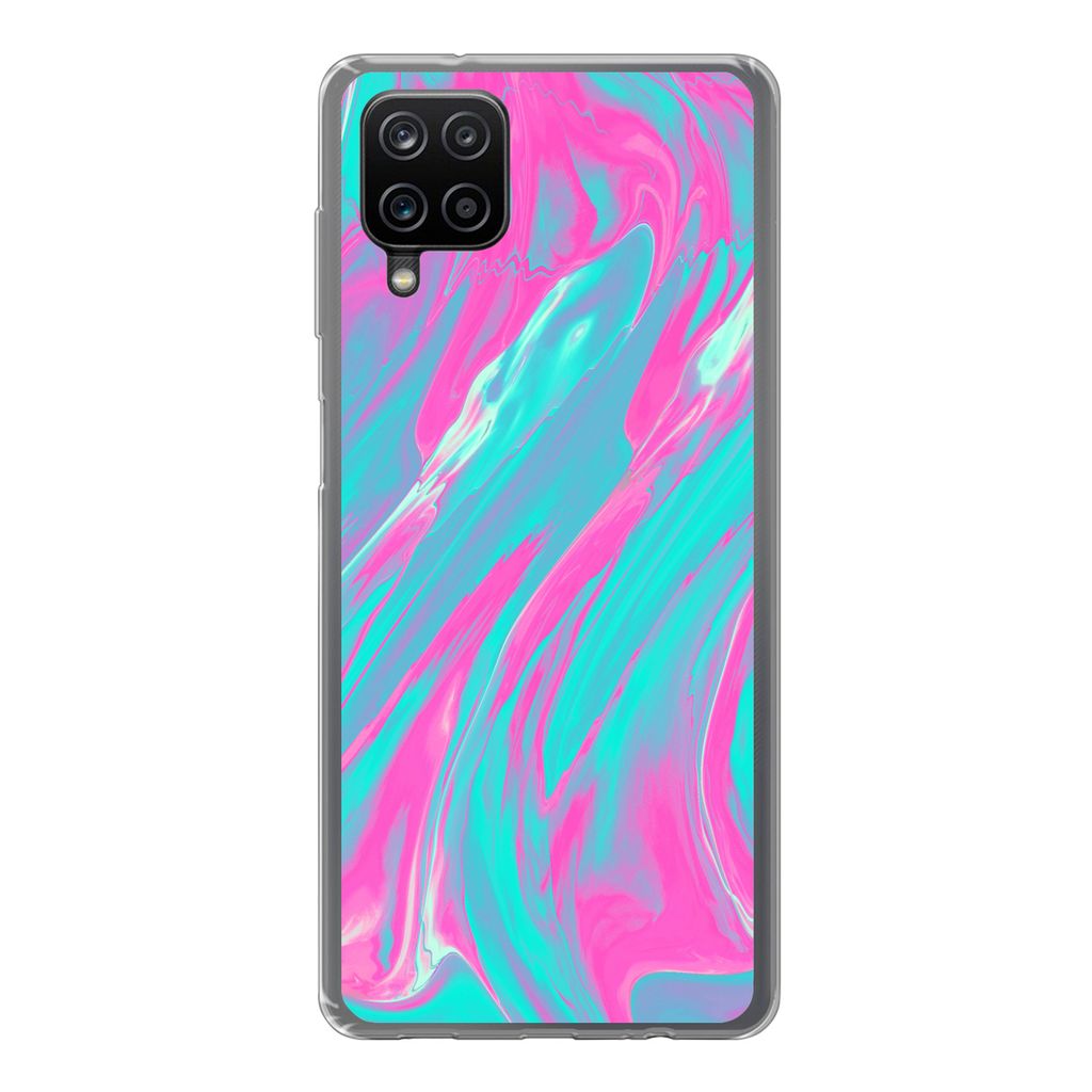 MuchoWow Handyhülle Schutzhülle Hülle für Samsung Galaxy A12 Kunst - Rosa - Blau - Psychedelisch Silikon Softcase Handy Hülle - Bild