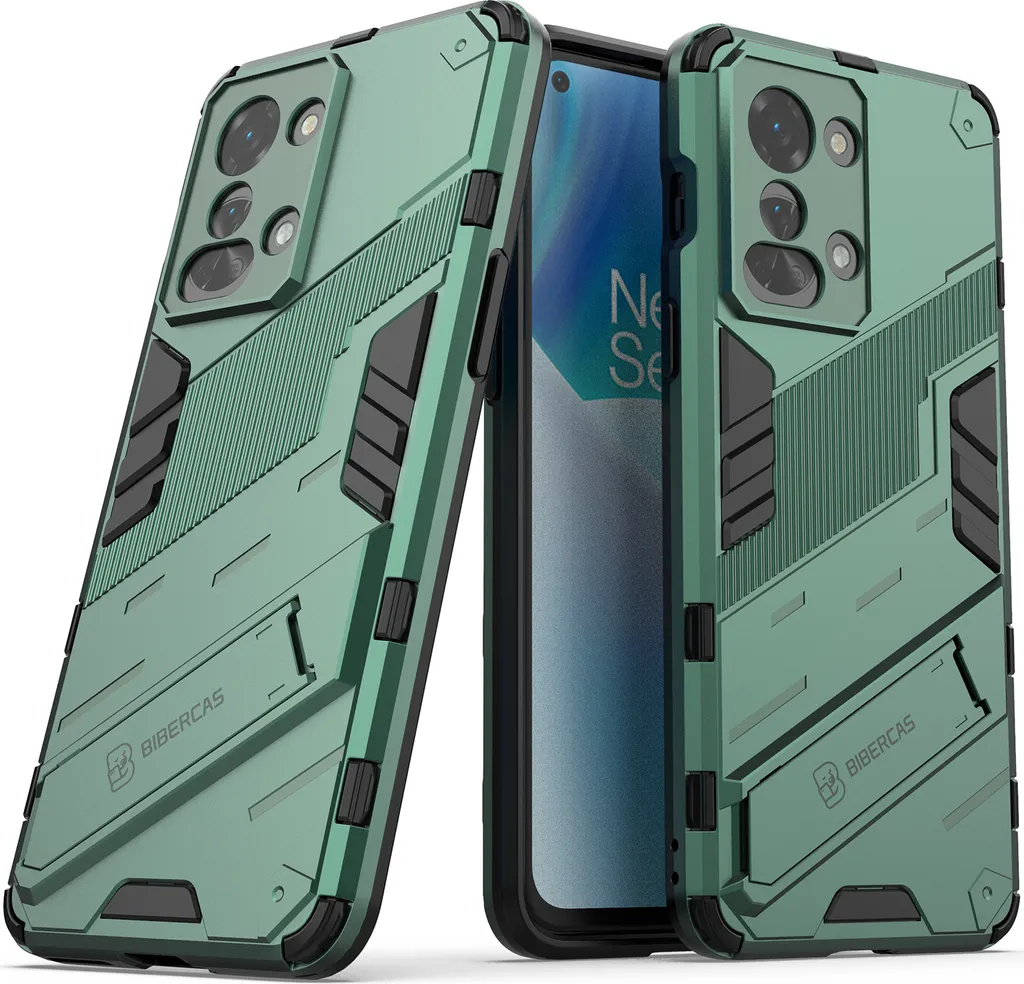 Custodia per OnePlus Nord 2T Custodia protettiva ibrida in PC TPU antiurto con funzione stand Verde