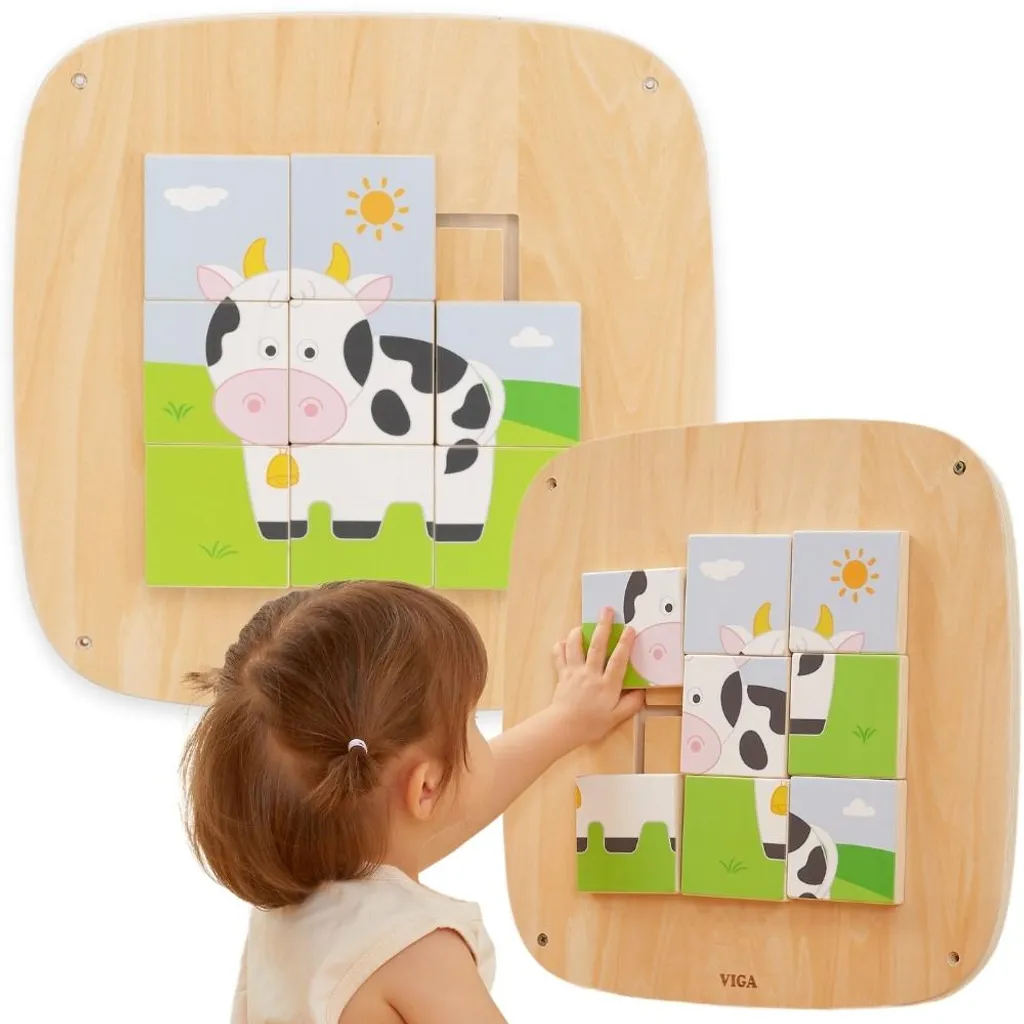Viga Planche de manipulation en bois : Puzzle sensoriel éducatif