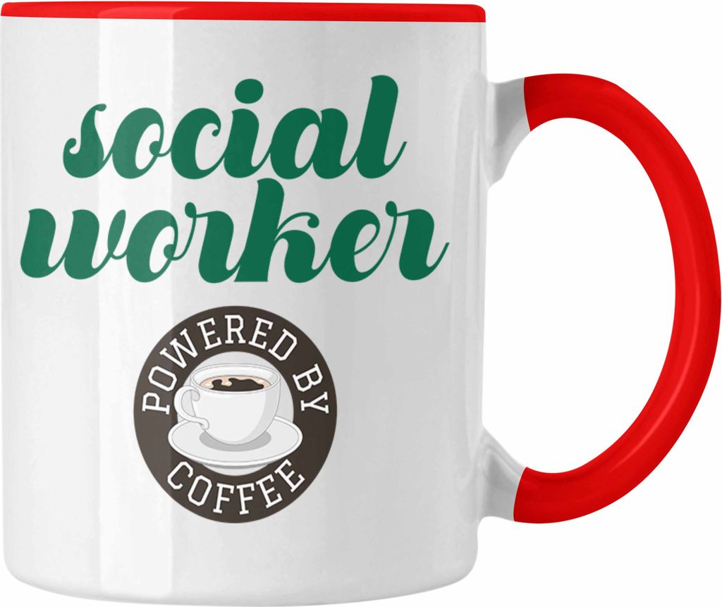 Trendation - Sozialarbeiter Tasse Geschenk Social Worker Sozialer Bereich Spruch Geschenkidee (Rot)