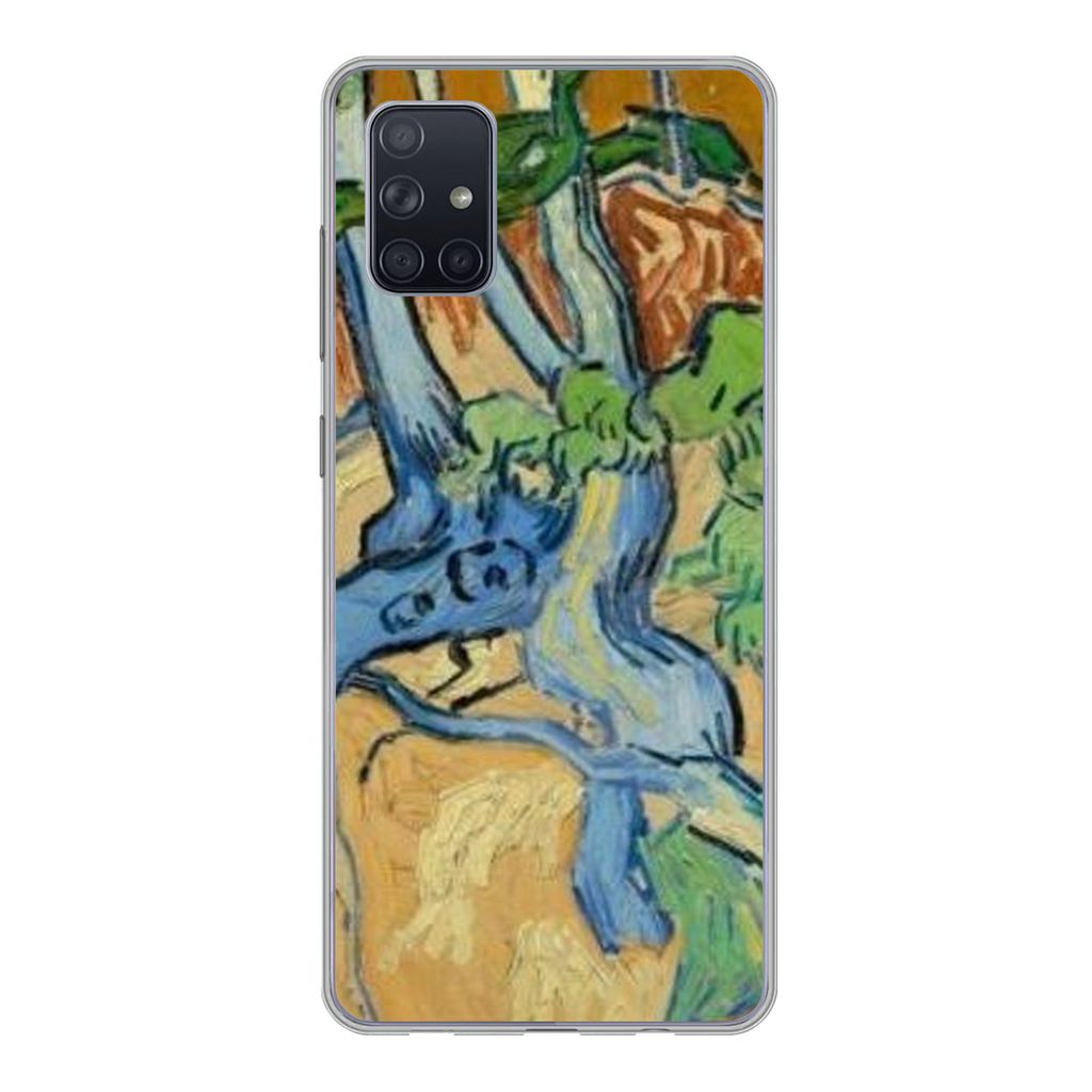 MuchoWow Handyhülle Schutzhülle Hülle für Samsung Galaxy A71 Baumwurzeln - Vincent van Gogh Silikon Softcase Handy Hülle - Kartenbesitzer