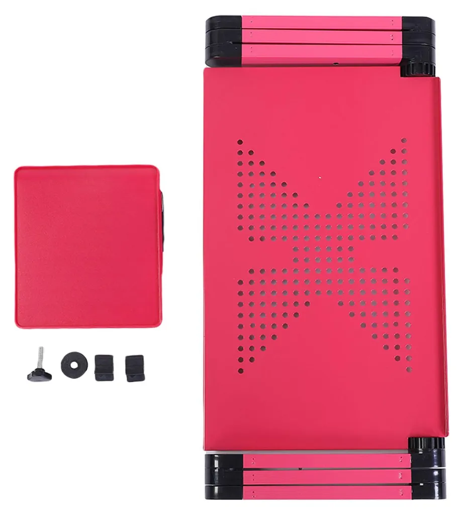 Support de Table pour Ordinateur Portable Ventilé Pliable Rouge