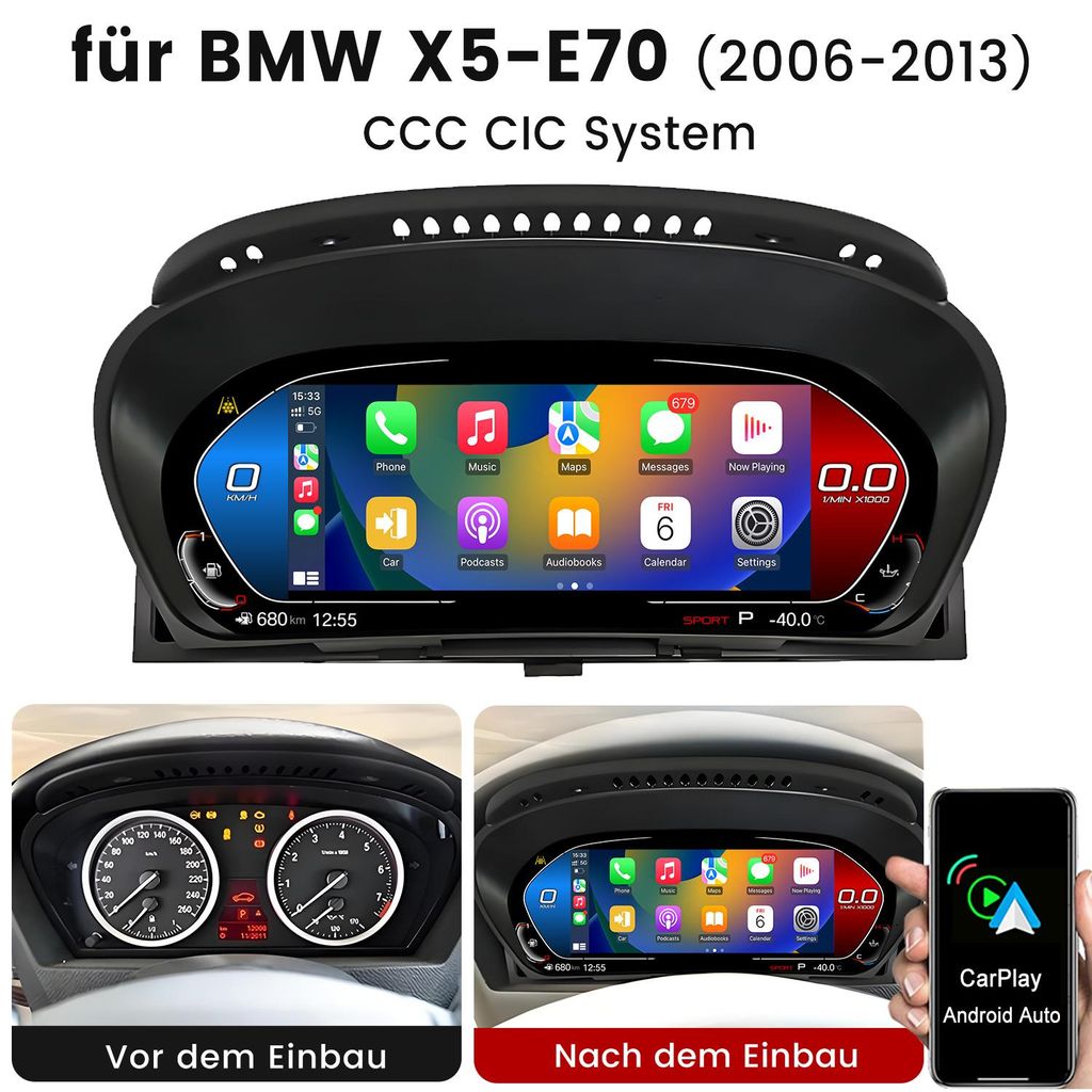 12,3" bezdrátový LCD panel CarPlay pro BMW X5 E70 X6 E71 Obrázek produktu 