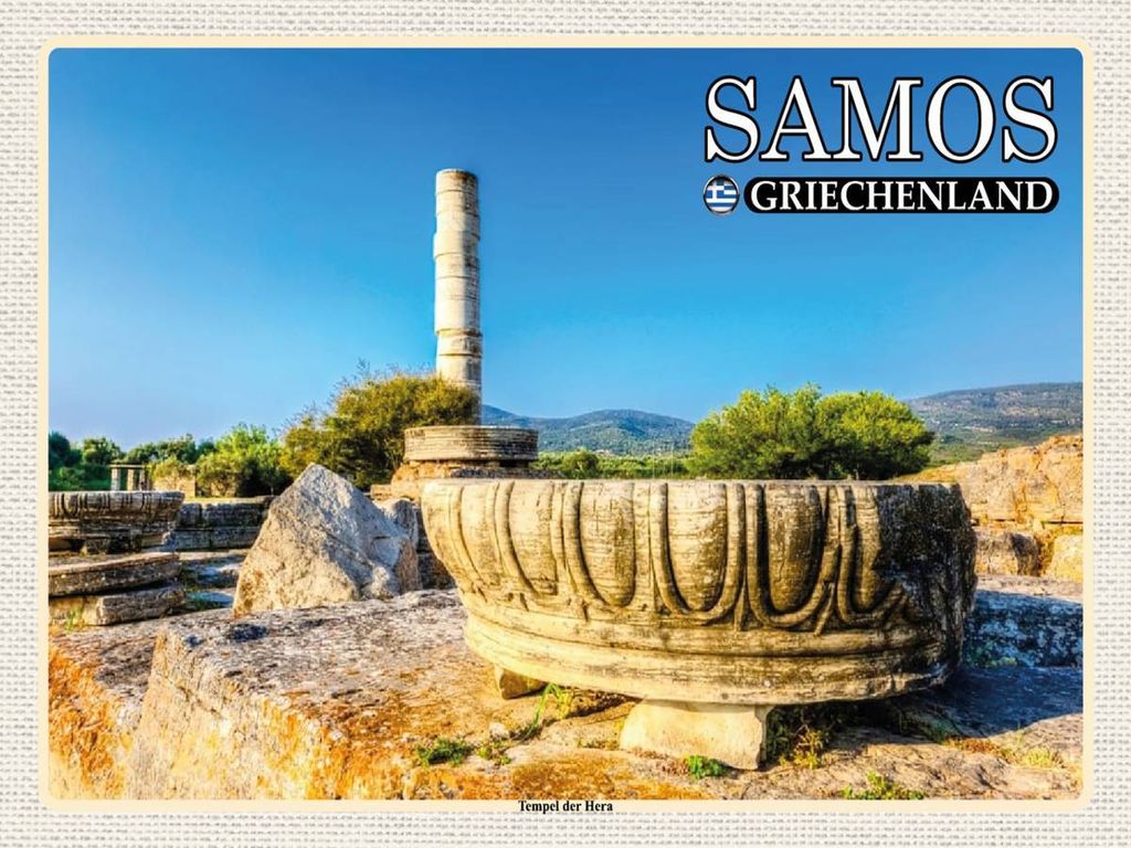 vianmo Holzschild 30x40 cm Samos Griechenland Tempel der Hera Bildmotiv Reisemotiv Abenteuer Reisen