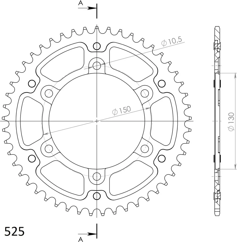 Couronne Moto 525 47 Dents Supersprox pour Kit Chaîne Renforcé Gold