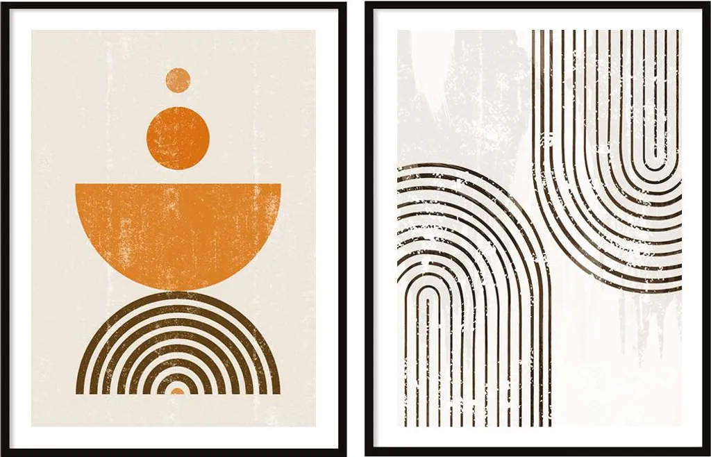 Set de 2 Tableaux Boho Shapes 53x73cm Diptychon P2070 avec Cadre Inclus