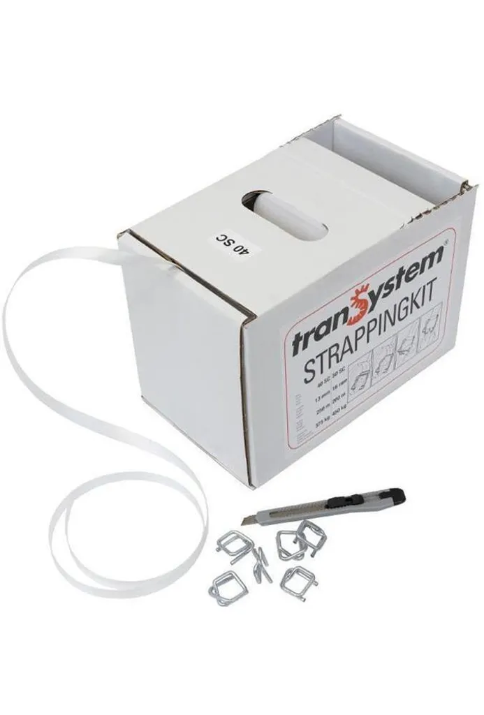 Feuillard de cerclage textile 13mm en carton distributeur + agrafes