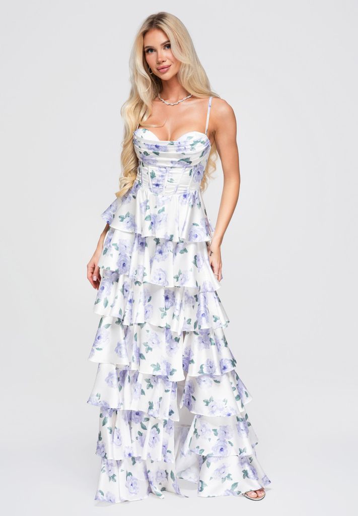 LARICA Kleid Maxi mit fließendem Schnitt und romantischem Design LA-OM-DLR390 violet S