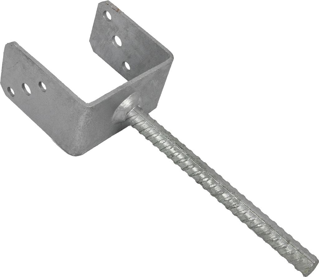 GeZu Impex U-Pfostenträger 98 x 60 x 90 x 120 mm U-Form mit Steindolle 200 mm Stützenfuß Pfostenhalter