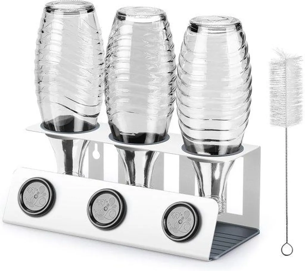 Set de 3 pièces pour eau gazeuse avec bac de récupération anti-fuite 1L