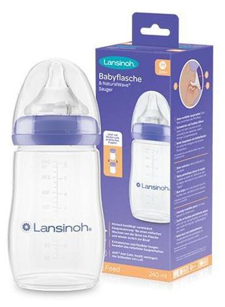 Lansinoh Naturalwave Babyflasche 240ml & Sauger M 1 St Produktbild 
