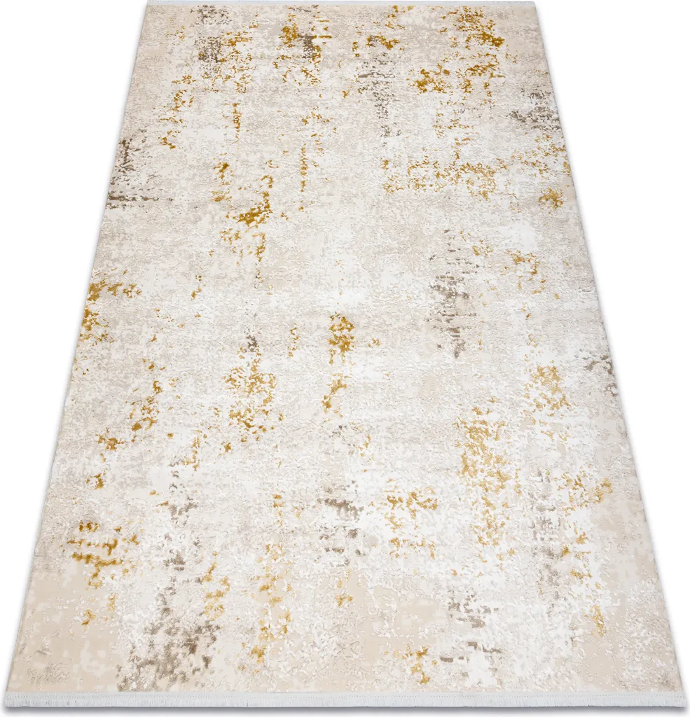 Tapis de salon vintage texturé DUKE - Décoration crème et dorée 80x150cm