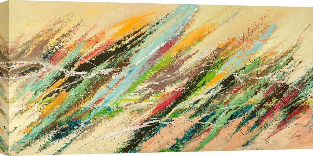 Tableau peinture sur toile Lucas abstrait moderne 100x50 cm coloré