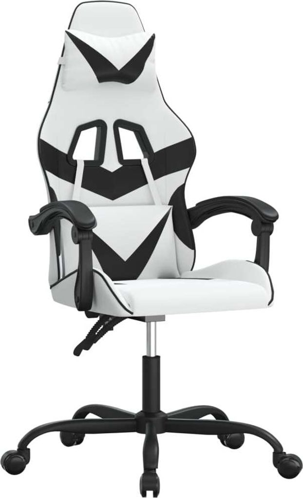 Gaming-Stuhl Drehbar Weiß und Schwarz Kunstleder