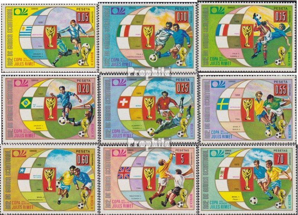 Briefmarken Äquatorialguinea 1973 Mi 275-283 (kompl.Ausg.) postfrisch Fußball-WM in Deutschland