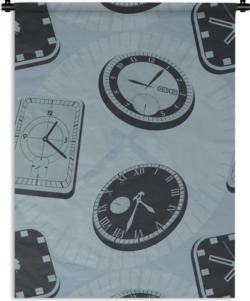 MuchoWow Wandteppich Wandbehang Uhr - Muster - Vintage 60x80 cm Tapisserie Dekoration Wandtuch - Decke - Wandtücher - Wohne