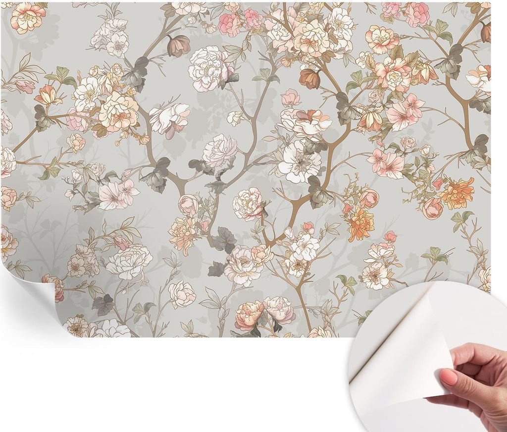 Selbstklebende Wandtapete - Dekorative Tapete für Wohnzimmer - Klebefolie für Wandbilder - Tapetenfolie für Wanddekoration - 152x104 cm - Romant...
