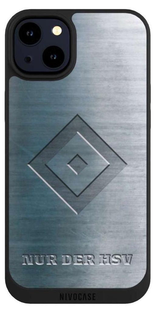 NIVOCASE Handyhülle für Apple iPhone 14 Plus Hülle NIVOpure Case Schwarz HSV Hamburger SV Metallic Look