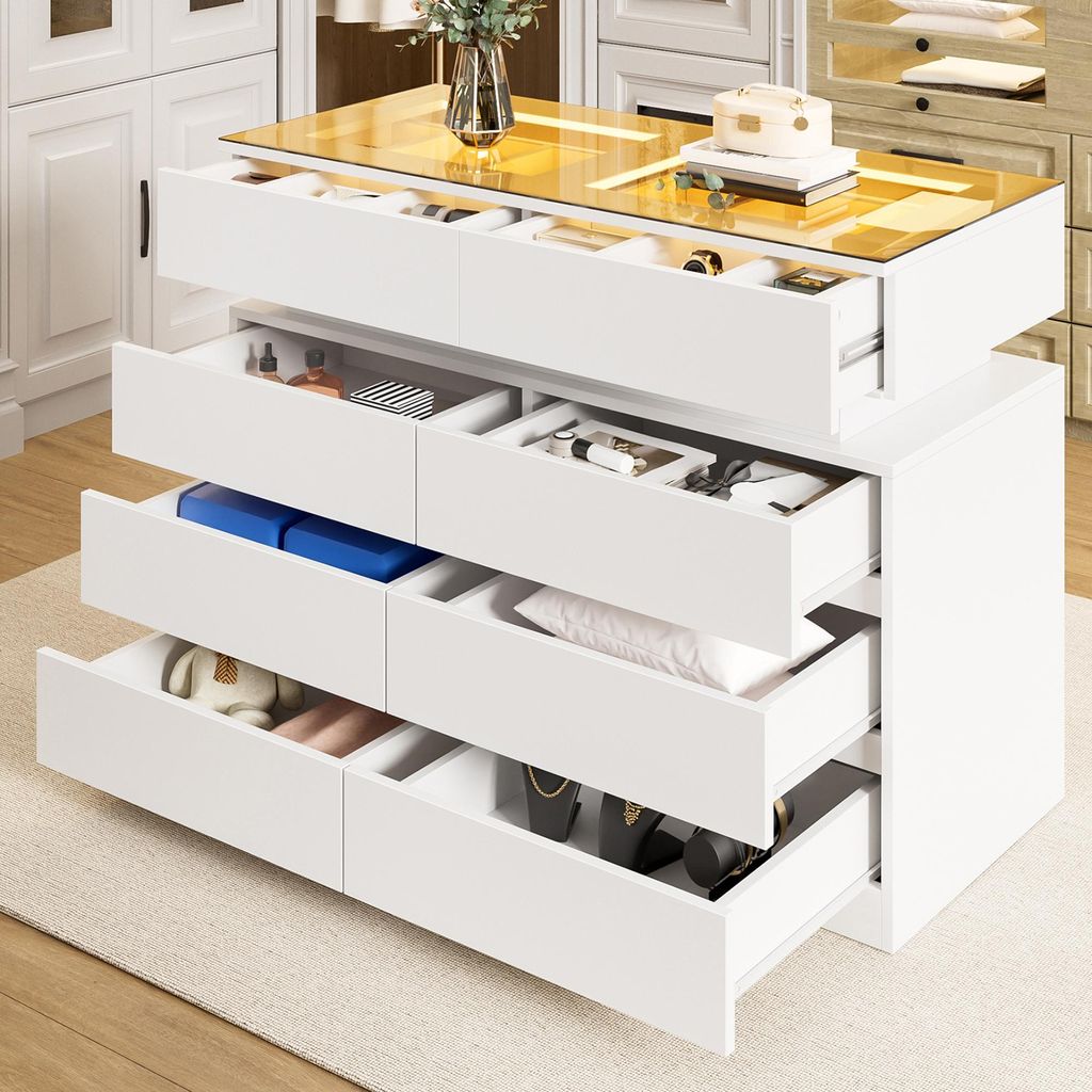 Credenza Merax, comò con vetro e illuminazione a LED, 8 Immagine del prodotto 