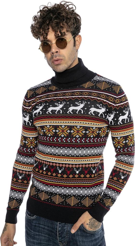 Red Bridge Herren Strickpullover Norweger Rollkragen Pullover Slim-Fit