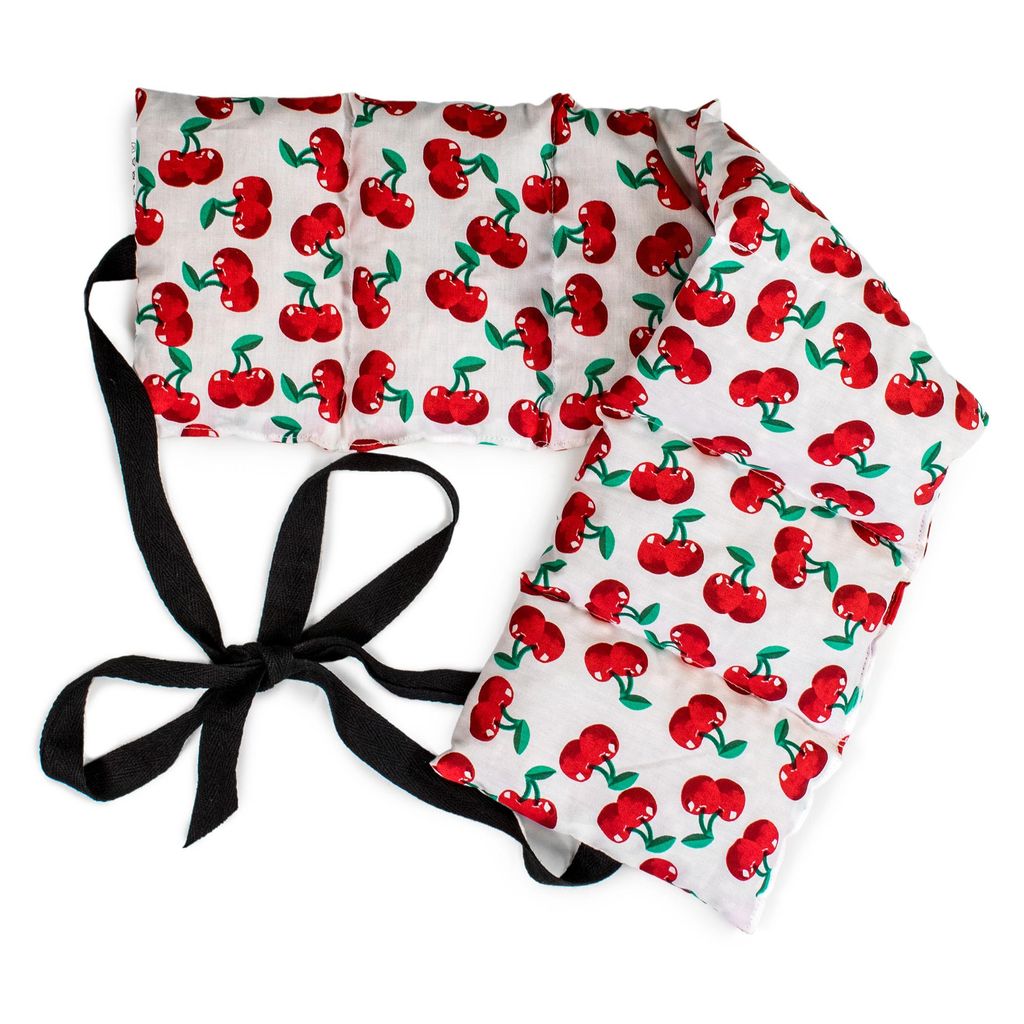 Rapssamenkissen 7-Kammer mit Band, 65x15 - Wärmekissen, Körnerkissen, Rapskissen - Kissen mit Bänder, Rapssamen, cherry-white