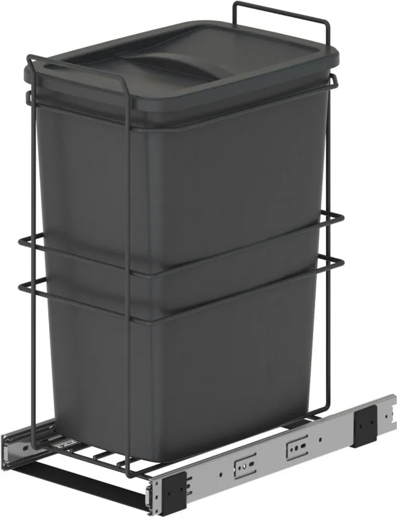 Poubelle encastrable coulissante pour tri sélectif 35L - Gris Foncé
