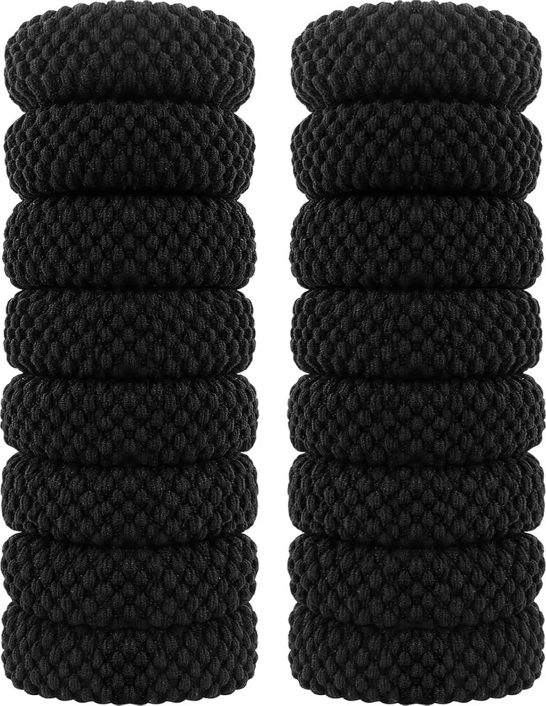 Chouchous et élastiques larges en coton noir : accessoires de coiffure x16
