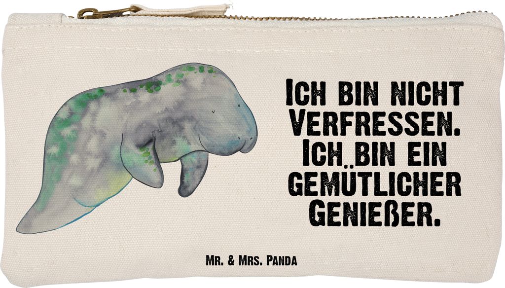 Mr. & Mrs. Panda Waschbeutel Seekuh Chillen Größe S Klein - Weiß - Geschenk, Kosmetiktasche, Kulturbeutel, Etui, Süßigkeiten, toiletry bag, Es...